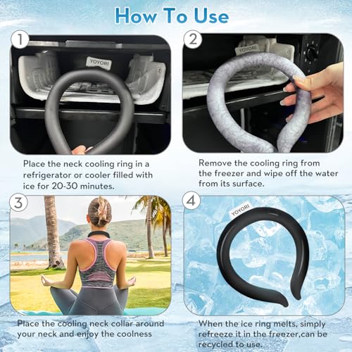 2 Pack Neck Cooling Tube with Insulated Cooling Bag, Reusable PCM Ice Ring - color: Black*2