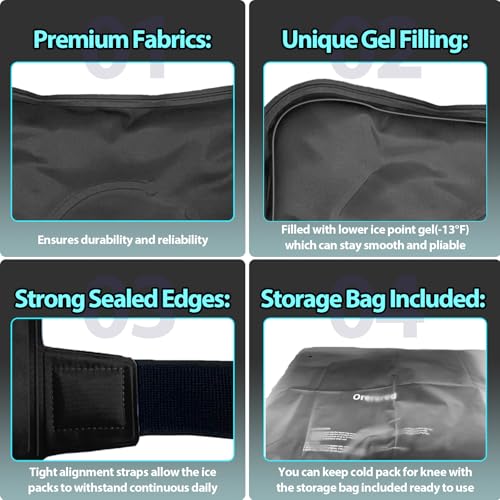 Ice Packs for Injuries Reusable Knee Gel Ice Pack Wrap for Swelling Black - color: 1pc-black