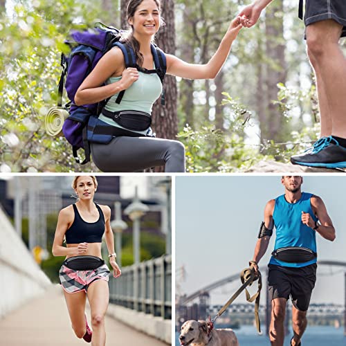 Running Belt Fanny Pack, Running Waist Pack for Women & Men USA Patented Hands-Free Reflective Runner Pouch Belt Fitness Workout Bag No-Bounce Adjustable Sport Travel Fanny Pack Cell (Black) - color: Black