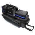 Pyramid Path Triple Tote Roller Plus Bowling Bag with Detachable Shoe Bag (Fits US Mens Size 15), Accessory and Side Pocket, Lightweight Travel Design - color: Black/Royal Blue