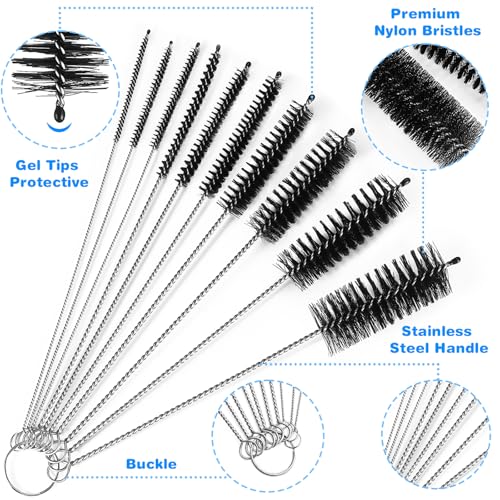 Ixiaoyoo 11 Pcs Cleaning Brushes Set, 8 Inch + 60 Inch Cleaner Brushes - color: 8 Inch + 60 Inch Black