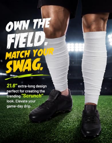 Football Leg Sleeves Scrunch Style Calf Compression Sleeve Men One Size - color: White