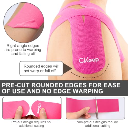 CKeep Kinesiology Tape precut Strips, 40 Count Elastic k Tape, Pink - color: Pink, size: 2 Rolls