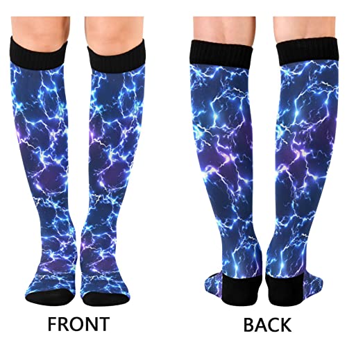 Compression Socks for Women & Men Knee High Socks - color: Blue Electric Lightning