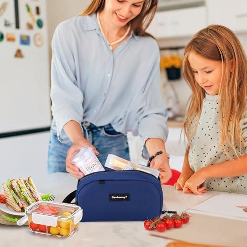 Cerbonny Small Cooler Bag,Freezable Lunch Bag,Built-in ice pack - color: Blue-Navy Blue