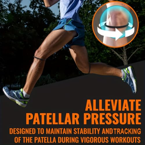 2 Pack Patellar Tendon Strap Lightweight Soft Knee Stabilizer with Silicone Pad for Running Basketball Tennis Football - color: black