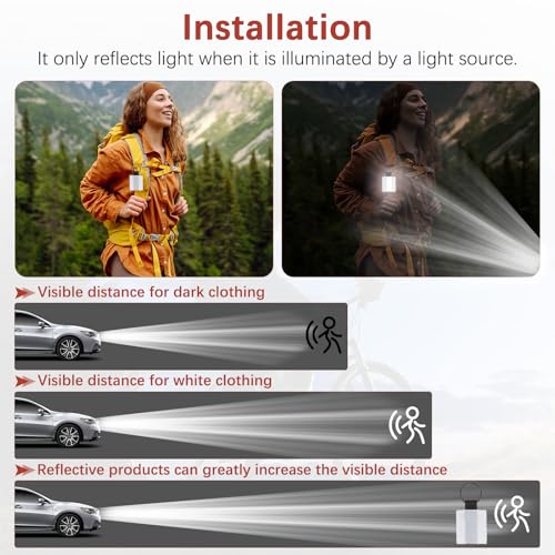 Safety Reflector Pendants, Fabric Reflective Safety Keychain Gear for Backpack & Running & Cycling - color: White