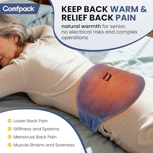 Comfpack Microwave Heating Pad for Back Pain Relief, Washable Microwavable Hot Compress Therapy for Sciatica Surgery Recovery, Lower Lumbar, Waist Warm Compress, Stomach, Cramps, Blue
