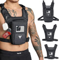 Elite Sports Running Vest w/Phone Holder, Gun Holster for Men/Women, Reflective Lightweight Chest Pack w/Touch Friendly Phone Sleeve, Camera Pocket - Chest Rig for Hiking, Trail, Marathon, Camping - size: Medium