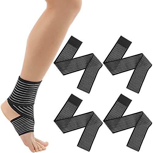 Syhood 4 Pieces Compression Leg Wraps Bandage Adjustable Ankle,28 Inches - size: 70 cm