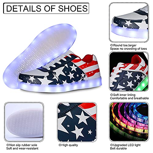 YuanRoad Unisex LED Light Up Shoes with USB Charging Glowing Luminous LED Sneakers - color: Blue, size: 7.5 Women/6 Men