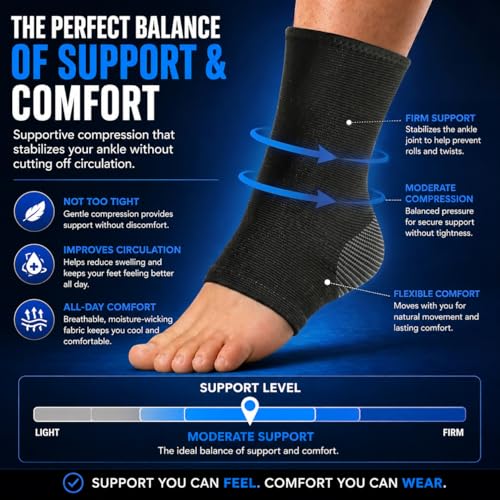 SB SOX Ankle Brace Compression Sleeve for Men & Women - color: Black/Gray, size: X-Large