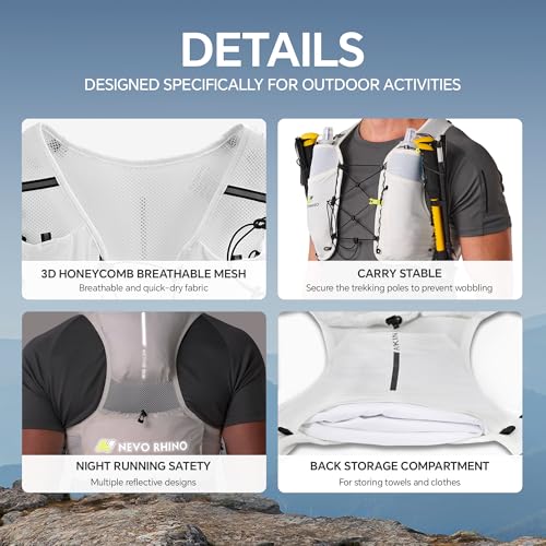 N NEVO RHINO Running Hydration Vest with 2 TPU 500ml Soft Flask - color: white, size: X-Large