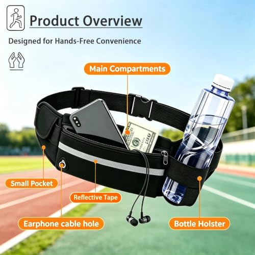 Small Running Fanny Pack, hands-free Cell Phone Bag, Men and Women - color: rose red