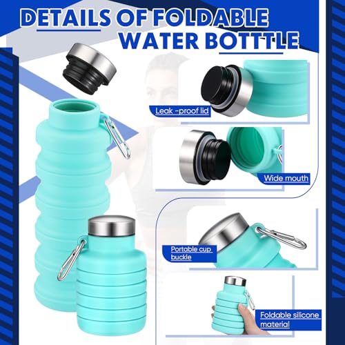Baderke Collapsible Water Bottle 17oz Silicone with Buckle, Green - color: Green