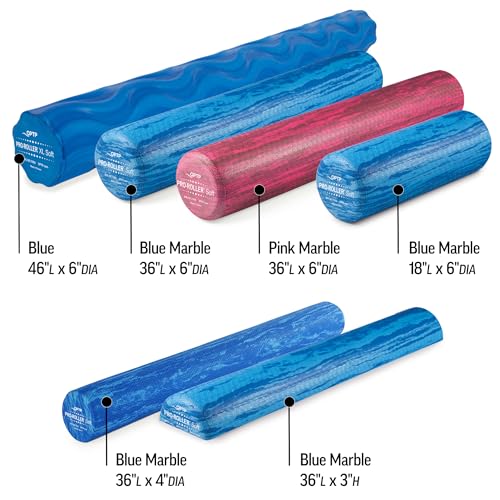 OPTP PRO-Roller Soft Density Foam Roller – Round, Blue, 36" x 4" - color: Blue 36" X 4"