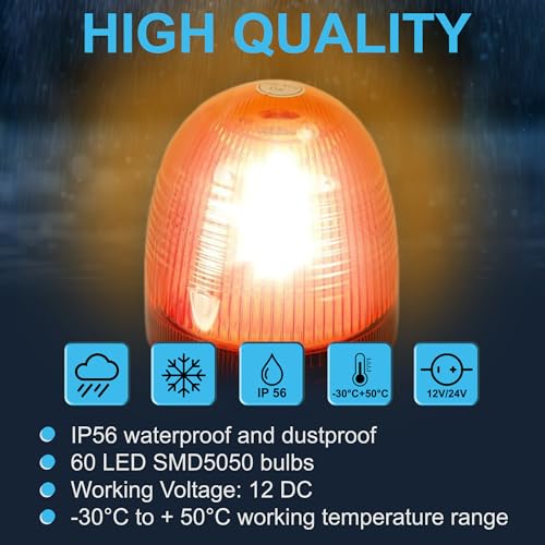 HQRP Flexible Pipe Mount/Low Profile Amber Beacon Emergency Hazard Warning Safety LED Strobe Lights for Golf Cart, Truck, Tractor, Forklift, ATV, UTV, Snow Plow, Excavator, etc. - size: Flexible Pipe Mount