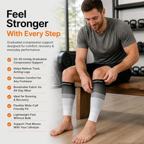 Doc Miller Calf Compression Sleeve 20-30 mmHg for Men & Women, 1 Pair - color: Pink.Pink.White, size: Small