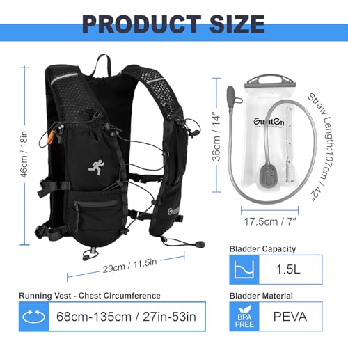Running Vest with Adjustable Chest Straps for Women Men Hydration Vest for Marathon Jogging Hiking Cycling - size: Black, style: Running Vest with one 1.5L Water Bladder