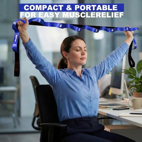 Acozycoo Stretching Strap with Loops for Physical Therapy,Knee,Leg Lifter - color: Dark Blue, size: Length: 86 Inch, Width: 1.5 Inch