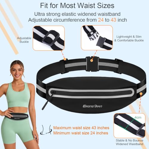 Slim Running Belt, Water Resistant Fanny Pack for Men Women Black - color: 01 - Black