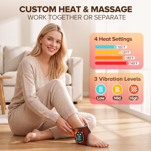 Cordless Ankle Heating Pad with Massage, Foot and Ankle Massager