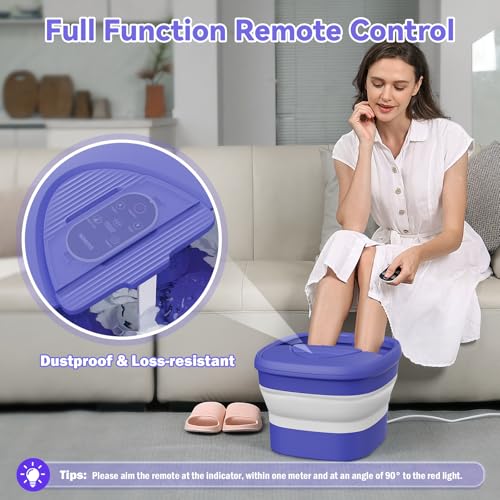 Collapsible Foot Spa with Heat, Remote,Timer, and Massage - color: Purple