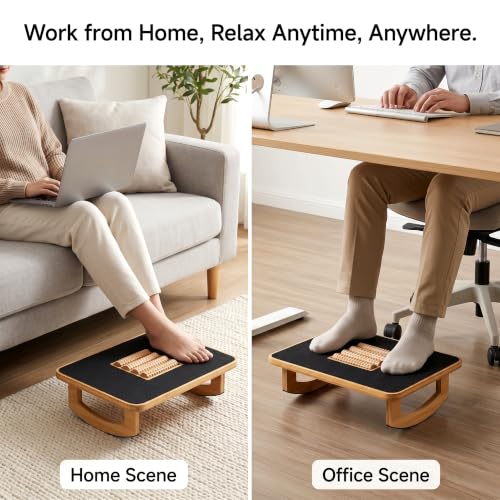 Bamboo Under Desk Foot Rest Foot Stool Rocking Footrest (Nature Semicircle) - color: Nature, size: Semicircle