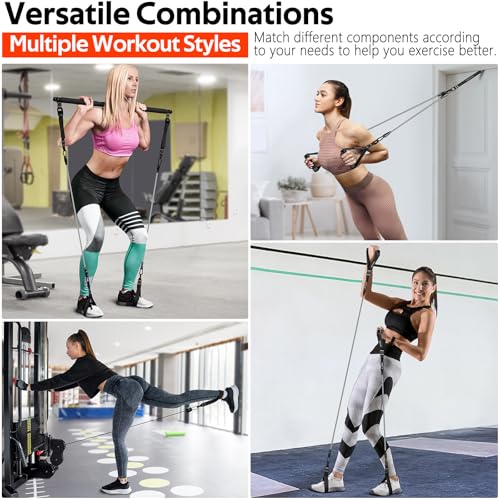 Pilates Bar Kit with Resistance Bands, Pilates Workout Equipment for Women - color: Black Pro