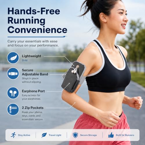 Fitness Armband with Headphone Opening, Gray