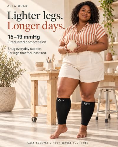 Zeta Wear Plus Size Calf Compression Sleeves for Women and Men, Wide Calf Footless 15-19 mmHg, 2XL-6XL - color: 3 Pair - Gray, size: LXL