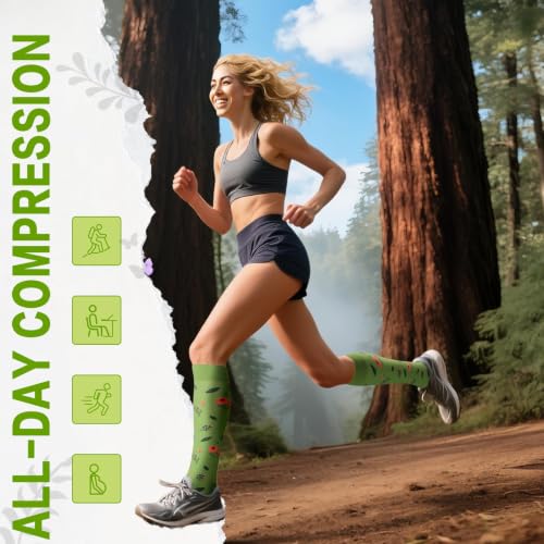 6 Pairs 20-30 mmHg Knee High Compression Socks, Unisex, Running, Travel - color: F-blue, size: Large-X-Large