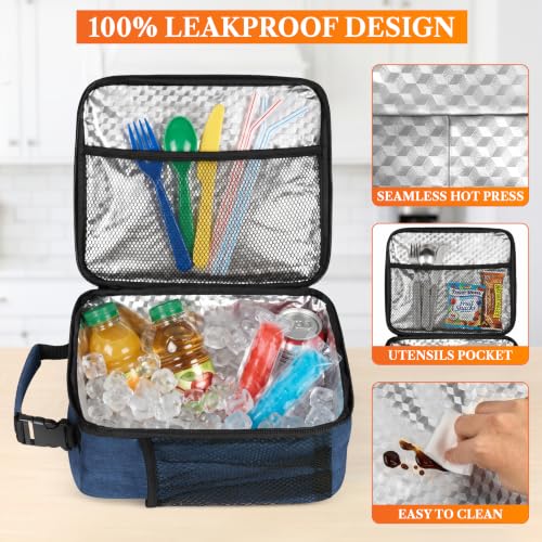 opux Insulated Lunch Box Kids & Adults, Leakproof Soft Cooler Bag, Navy - color: Navy