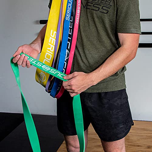 Serious Steel Fitness 32" Resistance Training Bands (Portable Exercise Band System Training Bands- Great for Individuals Under 5'10") - color: #4 Green (50-120 lbs.)