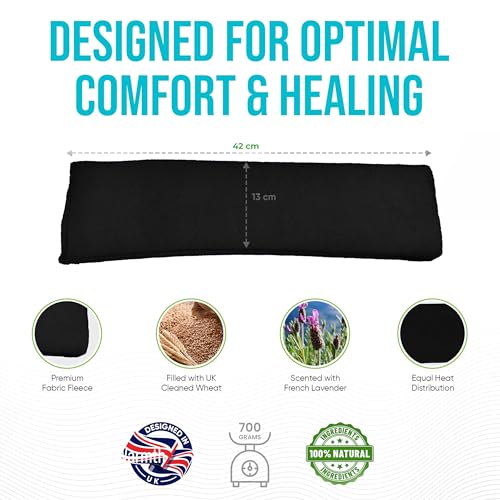 Wheat Bags Microwavable Heat Pack - Lavender Scent Body Wrap Microwave Heat Pad UK Cleaned Wheat for Body Discomfort - Back, Shoulder & Neck Pad by Amazing Health - Black - color: Black (Lavender)