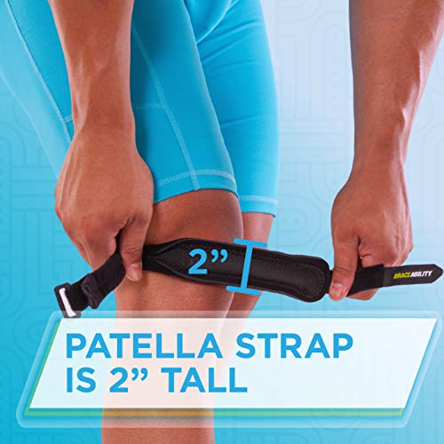 BraceAbility Patellar Tendon Support Strap - Knee Stabilizer Brace with Adjustable Band for Patella Tendonitis, Osgood Schlatter, Soccer, Basketball, Running, Jumper's Knee, Tennis, Volleyball (L) - size: Large