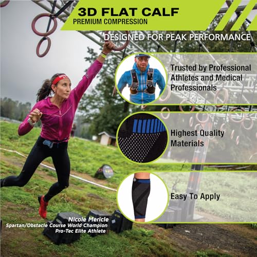 Pro-Tec Athletics 3D Flat Premium Calf Sleeve, Medical Grade Compression with 3D Shaping for Customized Fit, Targeted Muscle Support, Breathable Stretch Fabric allows Full Range of Motion, Small - size: Small