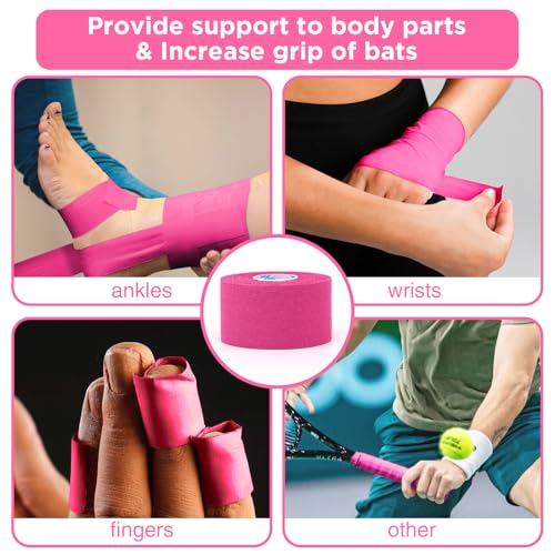 OK TAPE Athletic Sports Tape 4 Packs 32.8ft Per Roll Pink Strong Adhesion - color: Pink, size: 1.5" x 11yards - 4 Rolls