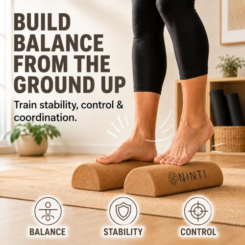 NINTI Premium Cork Balance Board for Foot Health & Ankle Strengthener