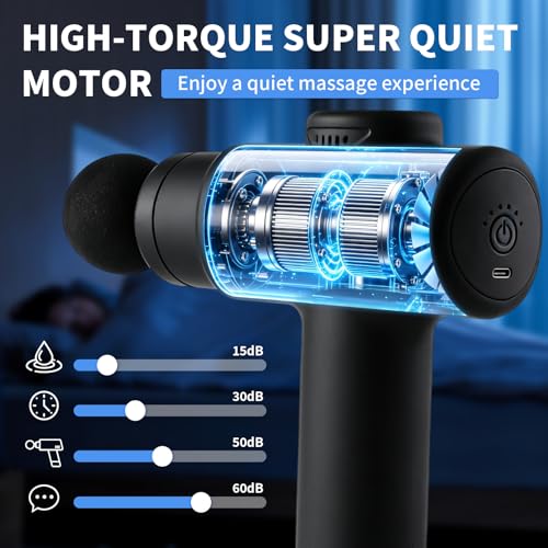 Massage Gun Deep Tissue, Handheld Neck Massager, Portable - 6 Adjustable Vibration Levels, Electric Back Massagers for Athletes, Home & Gym, Mothers Day Gifts (Black) - color: Black