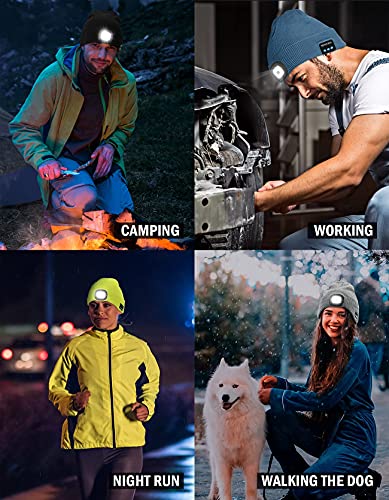 Wmcaps Bluetooth Beanie with LED Light and Headphones, Christmas Tech Gifts - color: Black