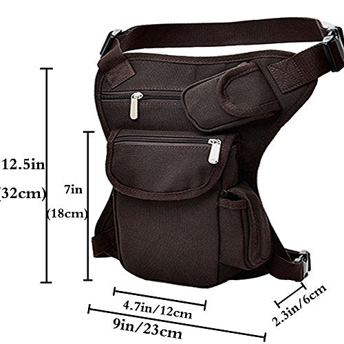 Small Multi-Purpose Drop Waist Leg Bag Canvas Utility Tactical Hip Molle Pack Sport Camping Hiking Motorcycle Racing Thigh Pouch Coffee - color: Coffee