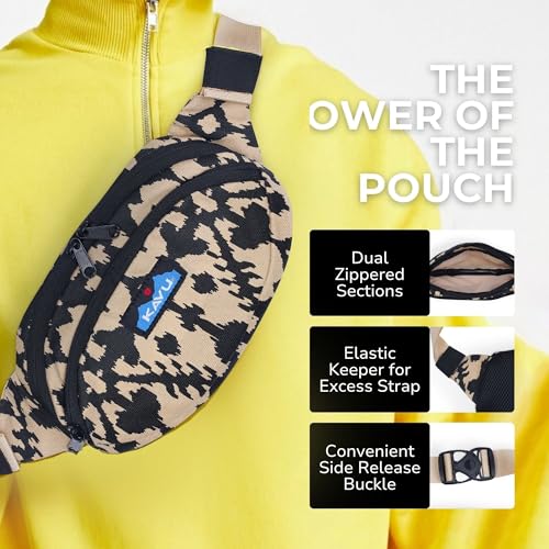 KAVU Canvas Spectator Belt Bag, Cotton Fanny Pack for Travel - color: Sand Blot