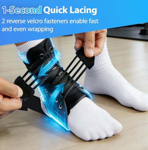 Slim-Fit Ankle Brace, Quick Lace Up,2 Side Stabilizing Pads,Large - size: Large