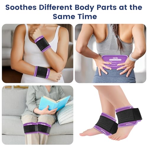 REVIX Ice Packs for Injuries Reusable, 2 Pack Hot & Cold Gel Ice Packs - color: Purple, size: Medium 10 x 5 Inch