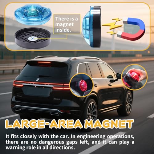 Tumecos Emergency Flare Alert Warning Signal Caution Light LED Beacon Pro with Magnetic Base for Vehicle (Yellow 4) - color: Yellow 4