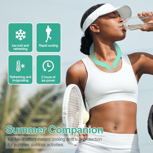 Neck Cooling Tube Wraps, Reusable Ice Ring Neck Cooler for Hot Weather - color: Green*2