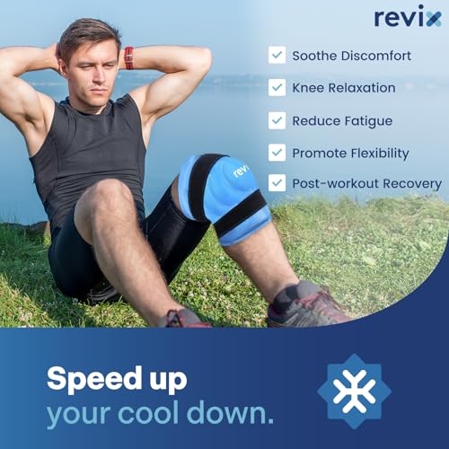 REVIX Extra Large Knee Ice Pack Wrap, Gel Cold Compress Around Entire Knee - color: Blue-xl