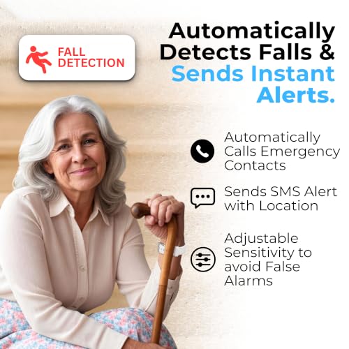 Seculife Medical Alert Smartband for Seniors — Alerts Go Direct to Family, No Call Center | Auto Fall Detection, GPS Tracking, Heart Rate Monitor, 2-Way Calling, SOS Button, Waterproof (White) - color: White