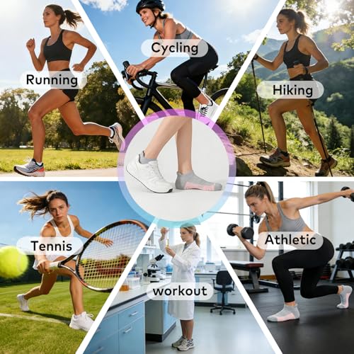 cuangya Ankle Socks Women Athletic Running Cushion Low Hiking Sock 5-6 Pair - color: 5 Pairs Classic Retro, size: 5-8